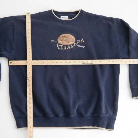 Vintage M&C Sport Navy & Tan It's a Grampa Thing Crewneck Sweater XXL - Picture 4 of 12